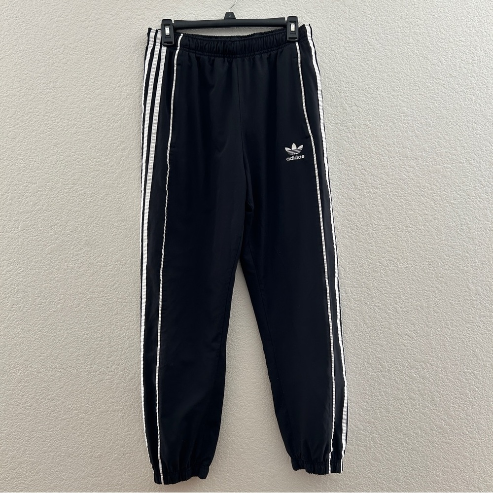 Adidas Women Black Joggers with White Stripes (Small)